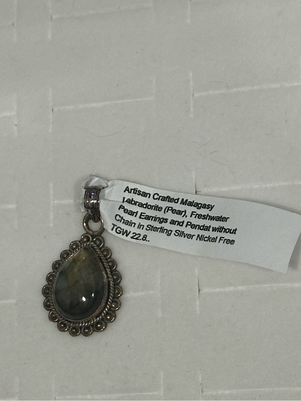 Artisan Malagasy Labradorite & Freshwater Pearl 925 Teardrop Earrings&Pendant